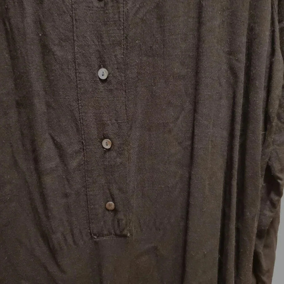 Velvet Black Button Front Hi Low Flowy Tunic Top Mini Dress L - Picture 8 of 16